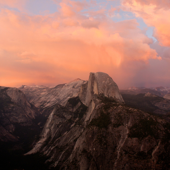 Peaceful view of Glacier Point in autumn with light visitor traffic